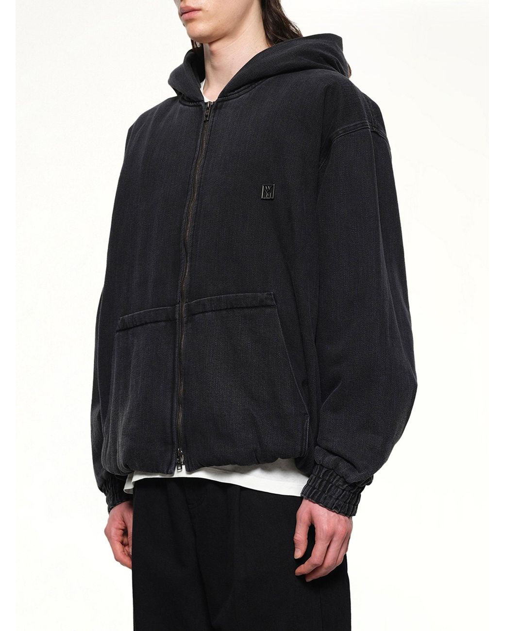 Wooyoungmi Black Dyed Denim Hoodie for men