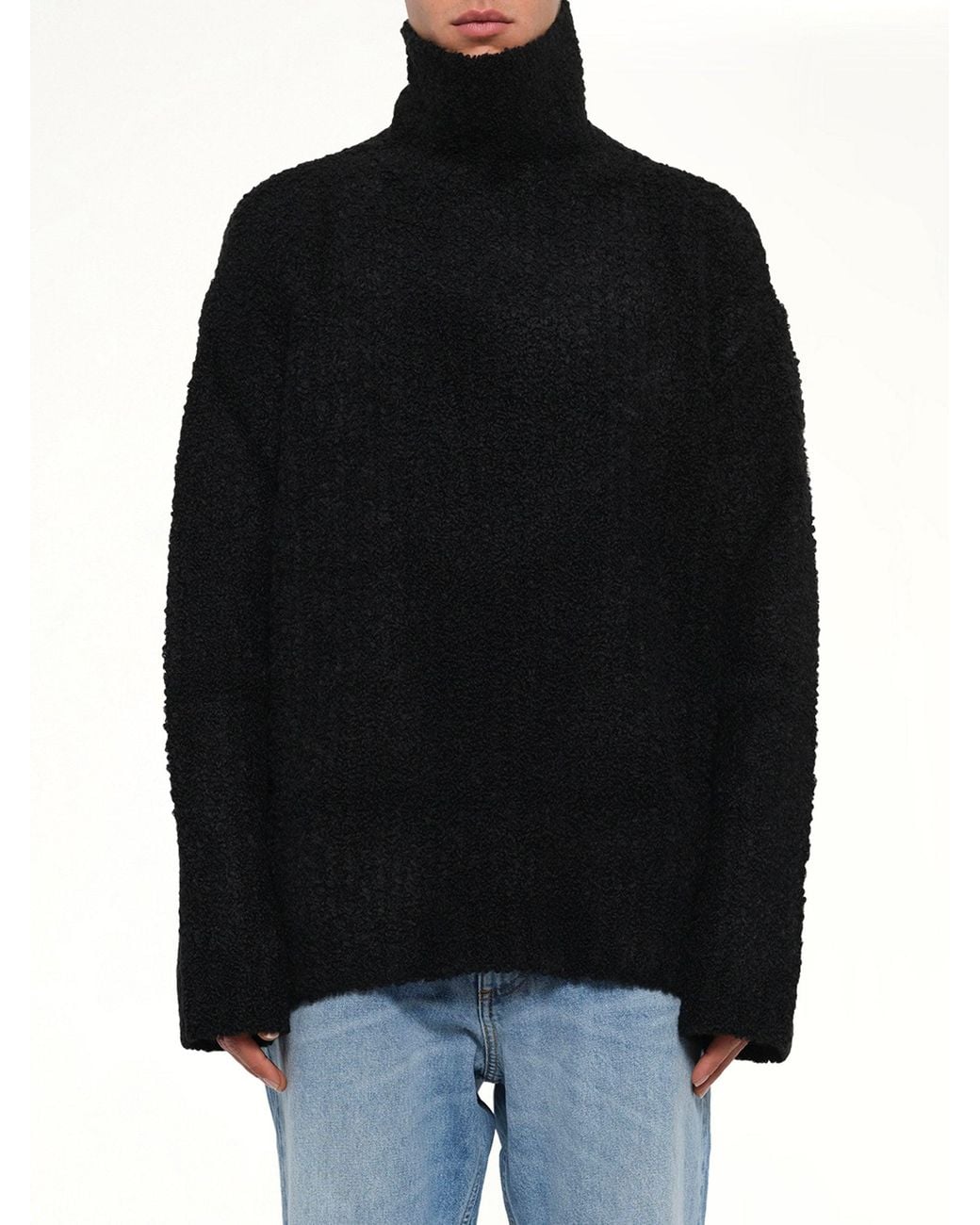 MM6 by Maison Margiela Black Boucle Knit Turtleneck for men