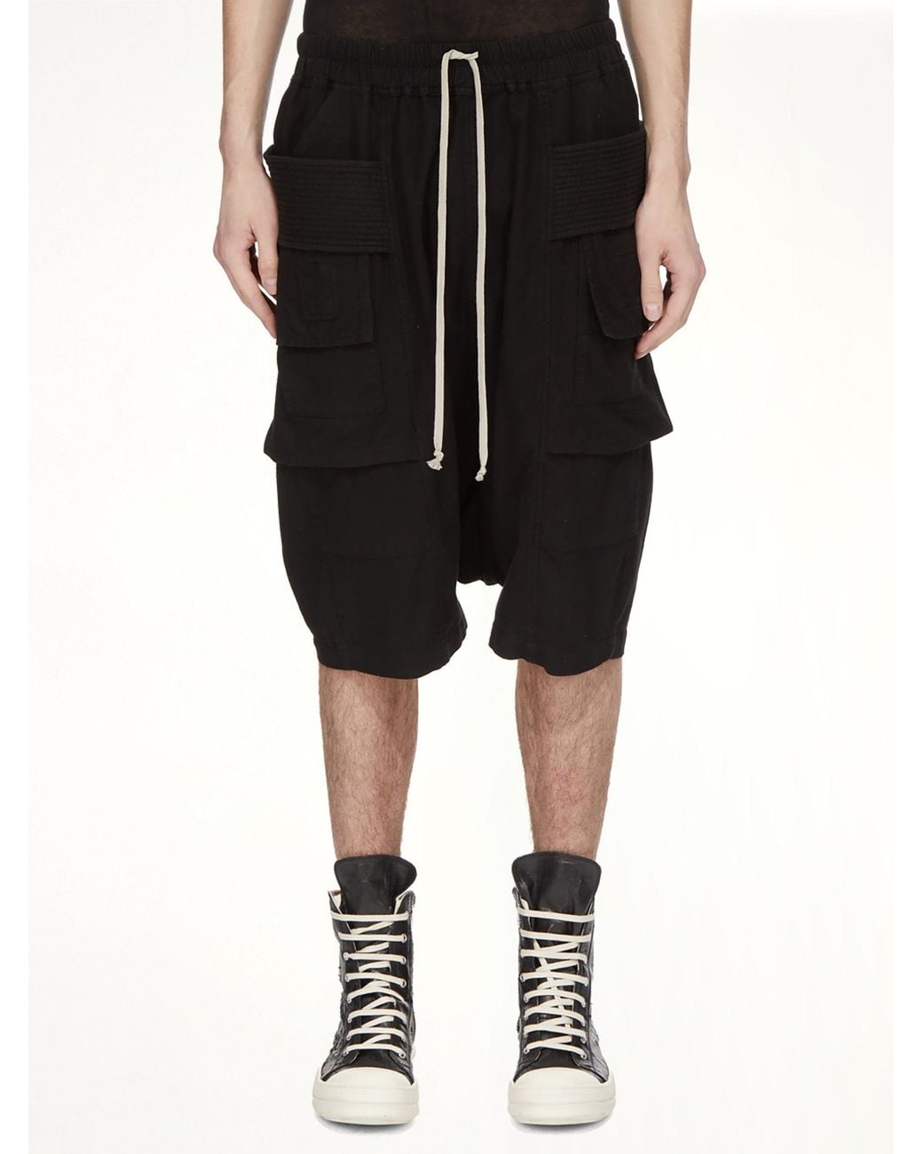 Rick Owens Black Light Flannel Creatch Cargo Pods for men