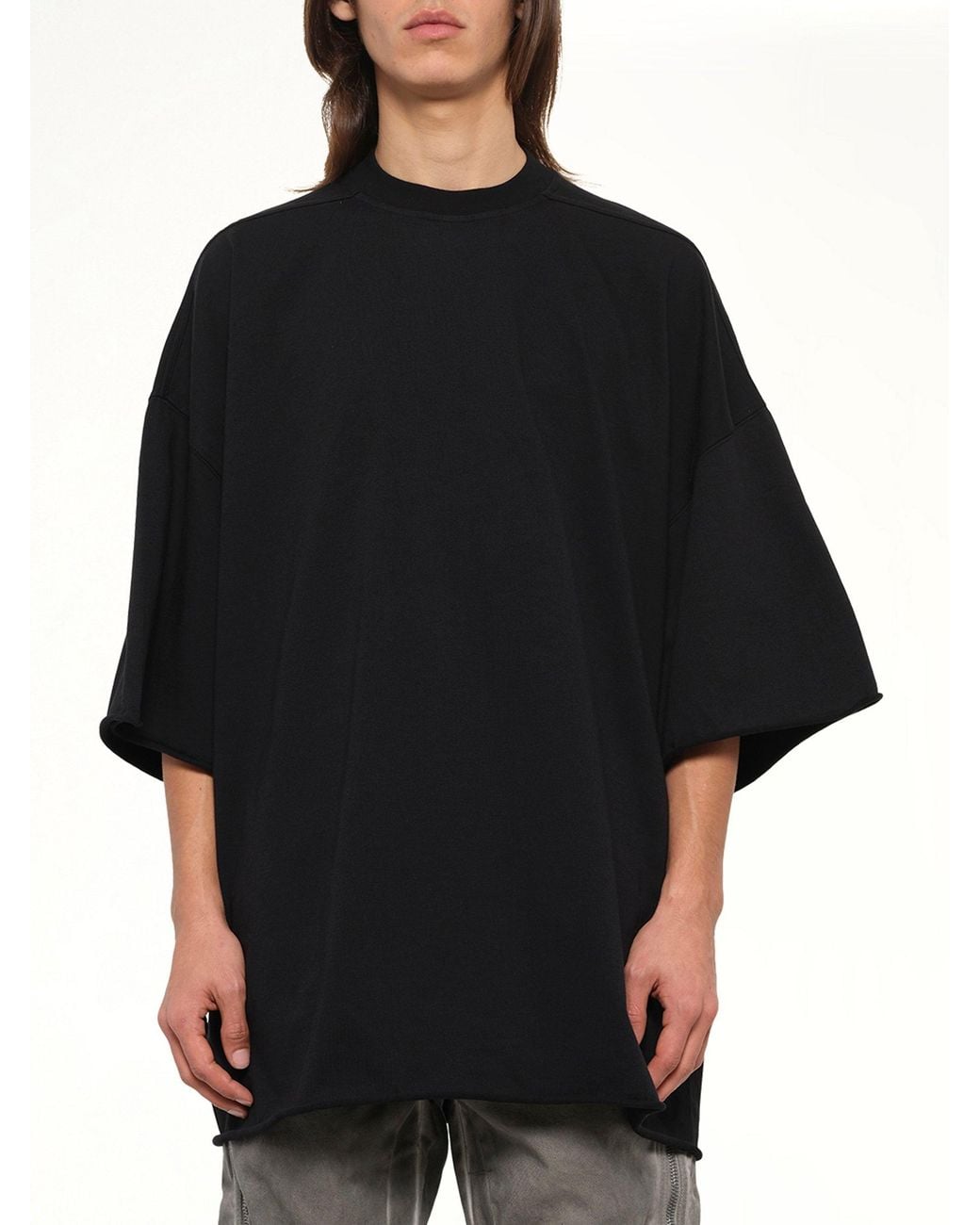 Rick Owens Black Heavy Jersey Tommy T-Shirt for men
