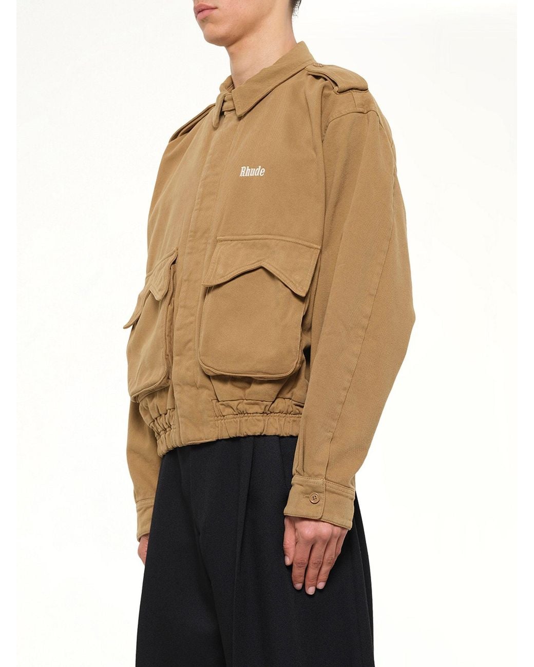 Rhude Natural Logo Cotton Pilot Jacket for men