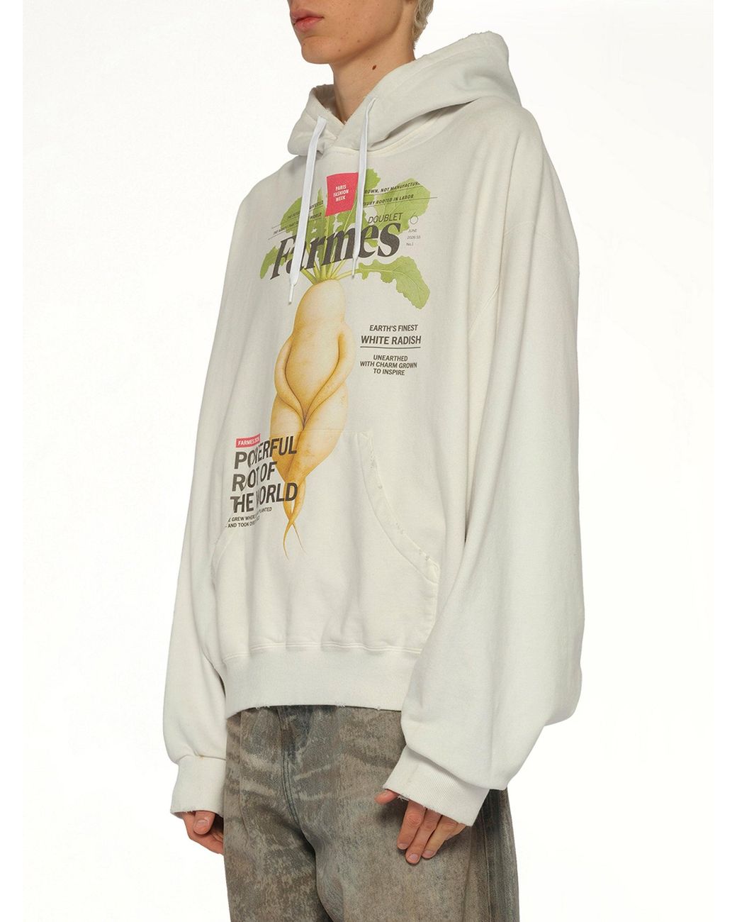Doublet Gray Farmes Magazine Cover Hoodie for men