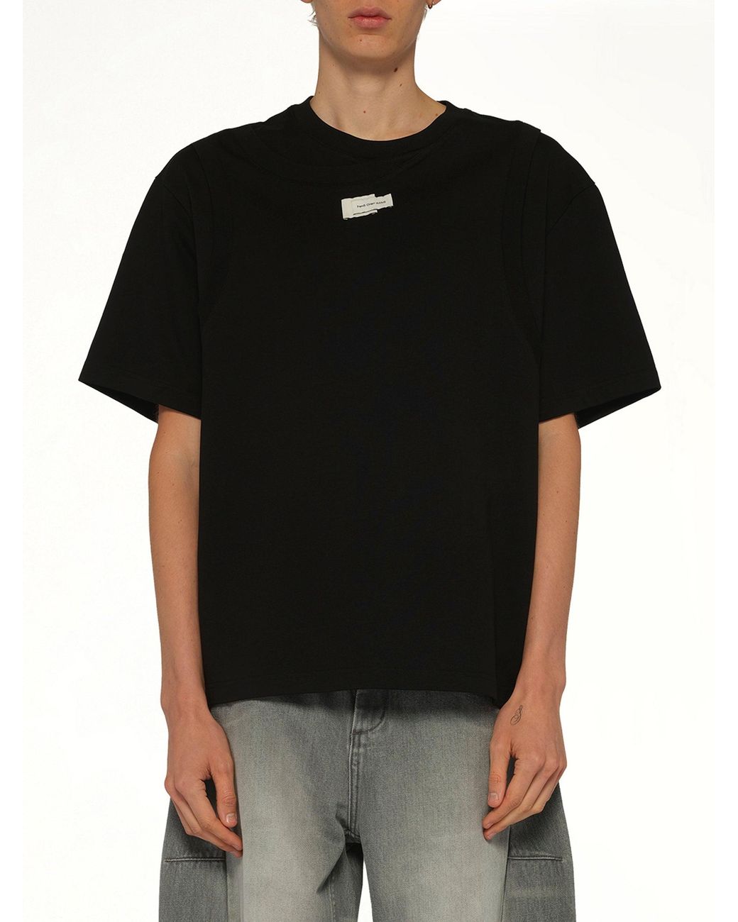 Feng Chen Wang Black Deconstructed T-Shirt for men