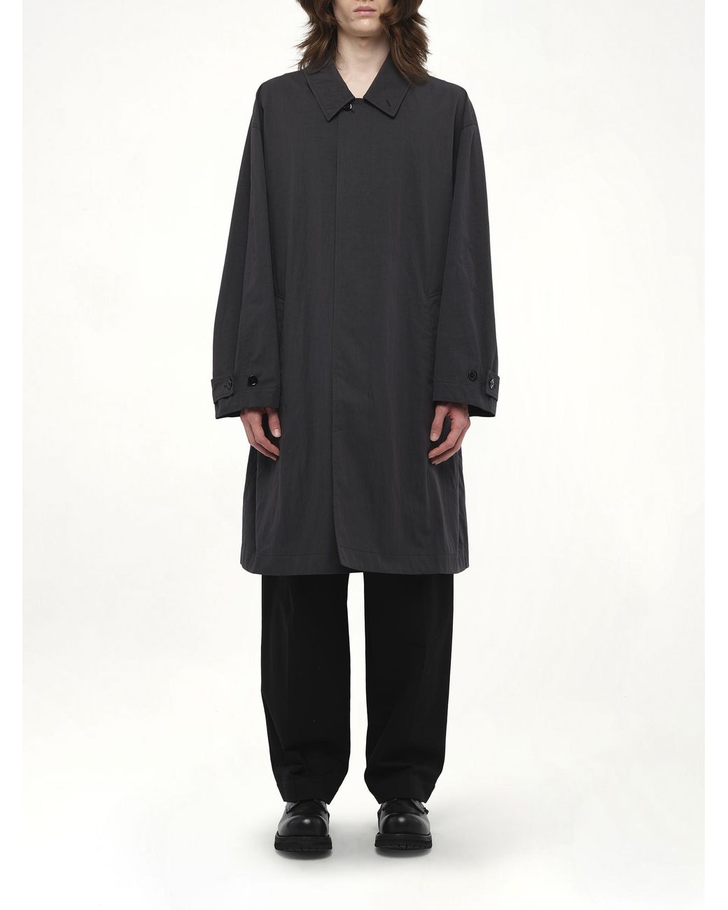 Lemaire Car Coat, 100% Cotton, Size: Medium in Black for Men