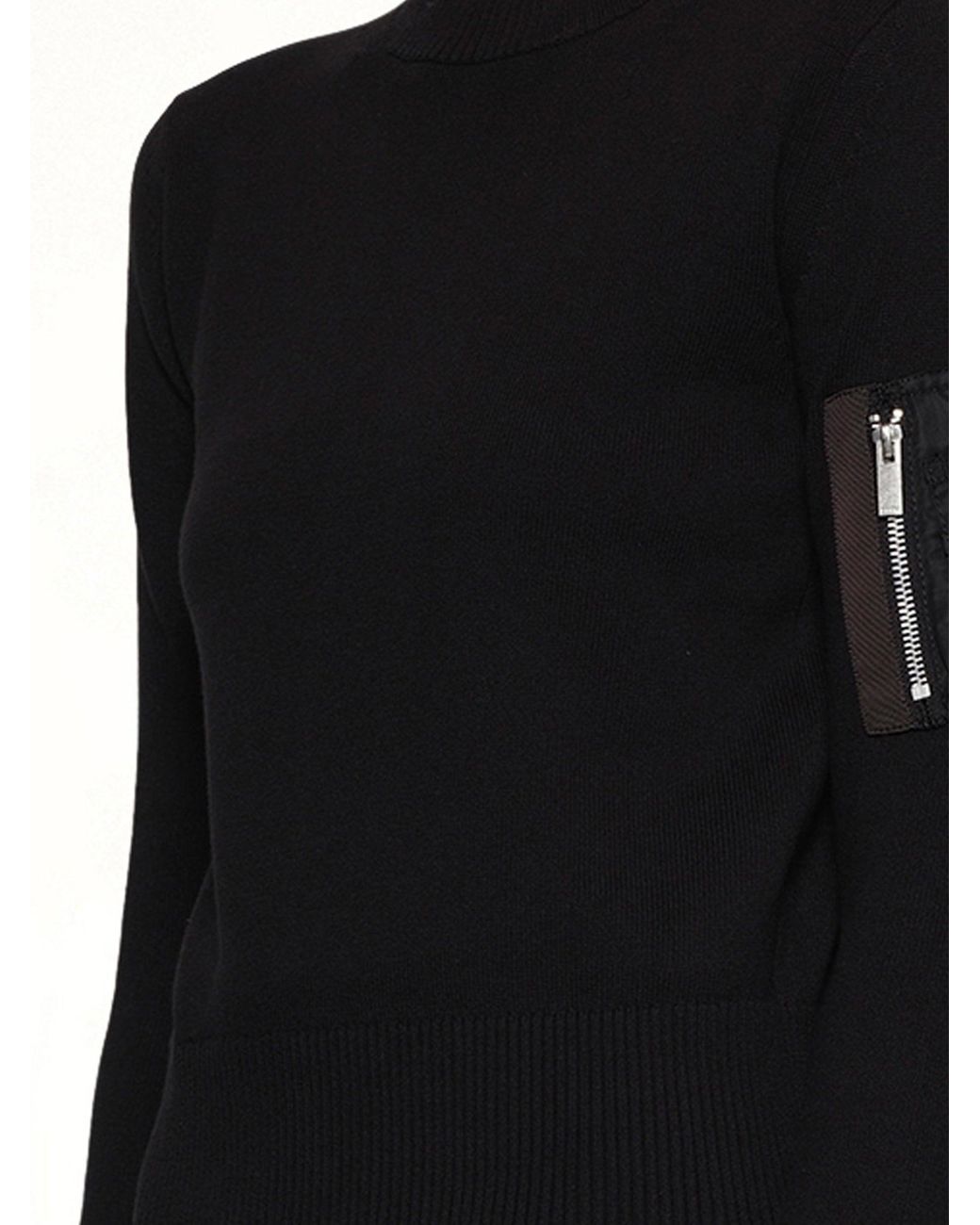 Sacai Black Nylon Twill X Cotton Knit Pullover