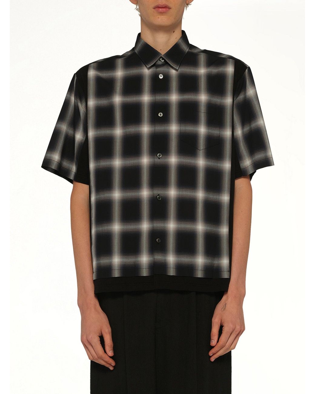 Undercover Black Combo Check Ss Shirt for men