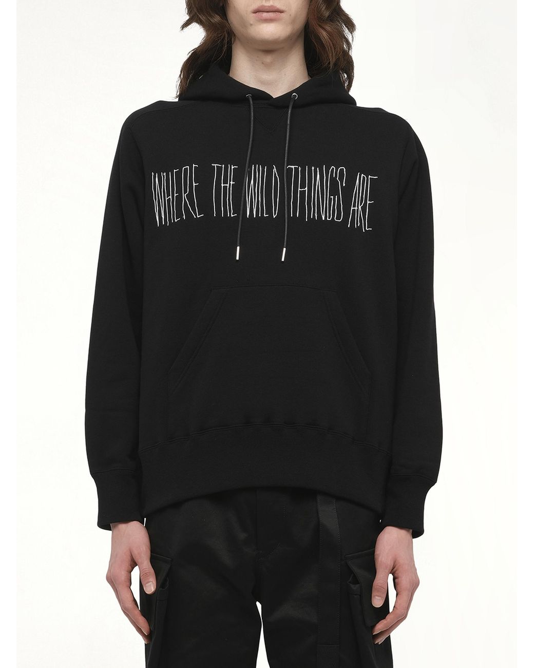 Sacai Black Where The Wild Things Are Logo Hoodie for men