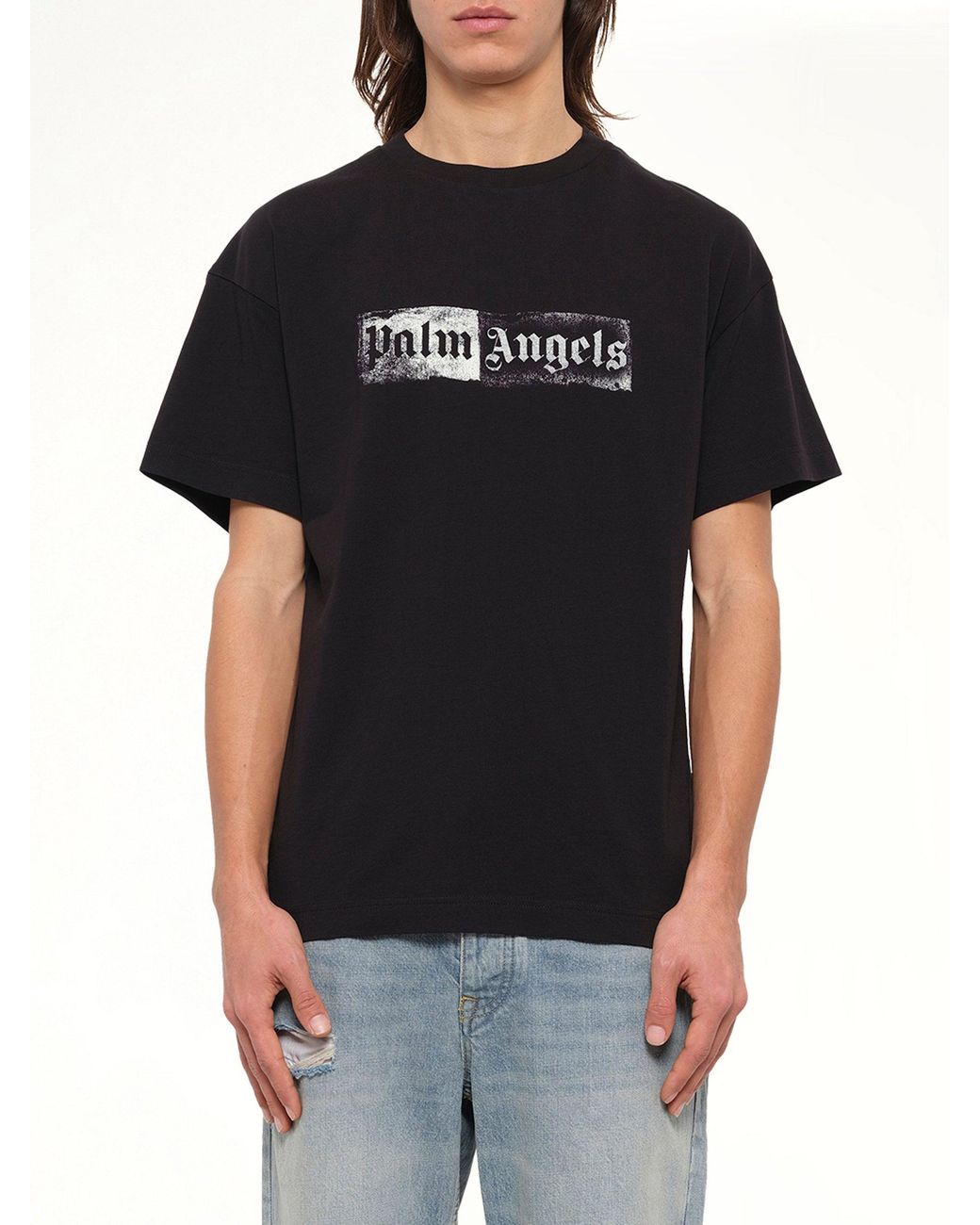 Palm Angels Black Stamp Logo Regular T-Shirt for men