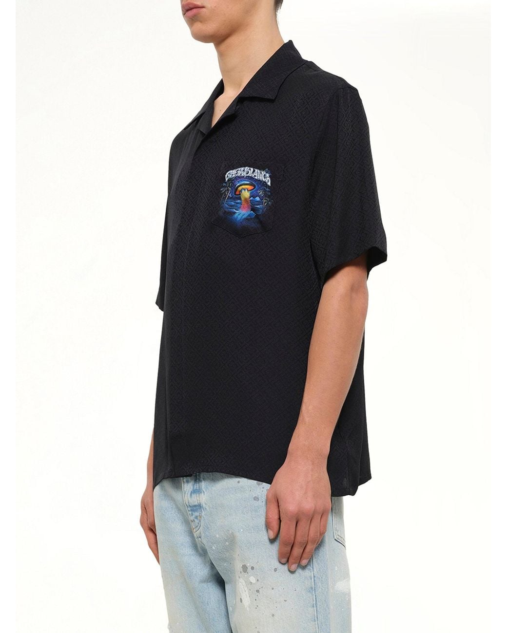Casablanca Black Sahara Twilight Cuban Collar Ss Shirt for men
