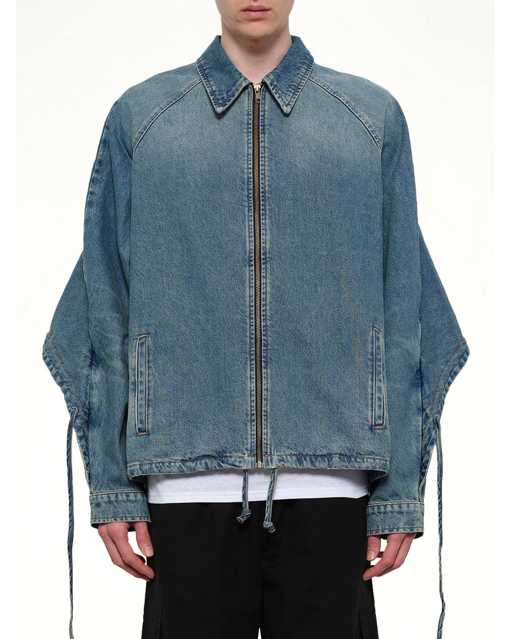 Egonlab Blue Convertible Hooded Denim Jacket for men