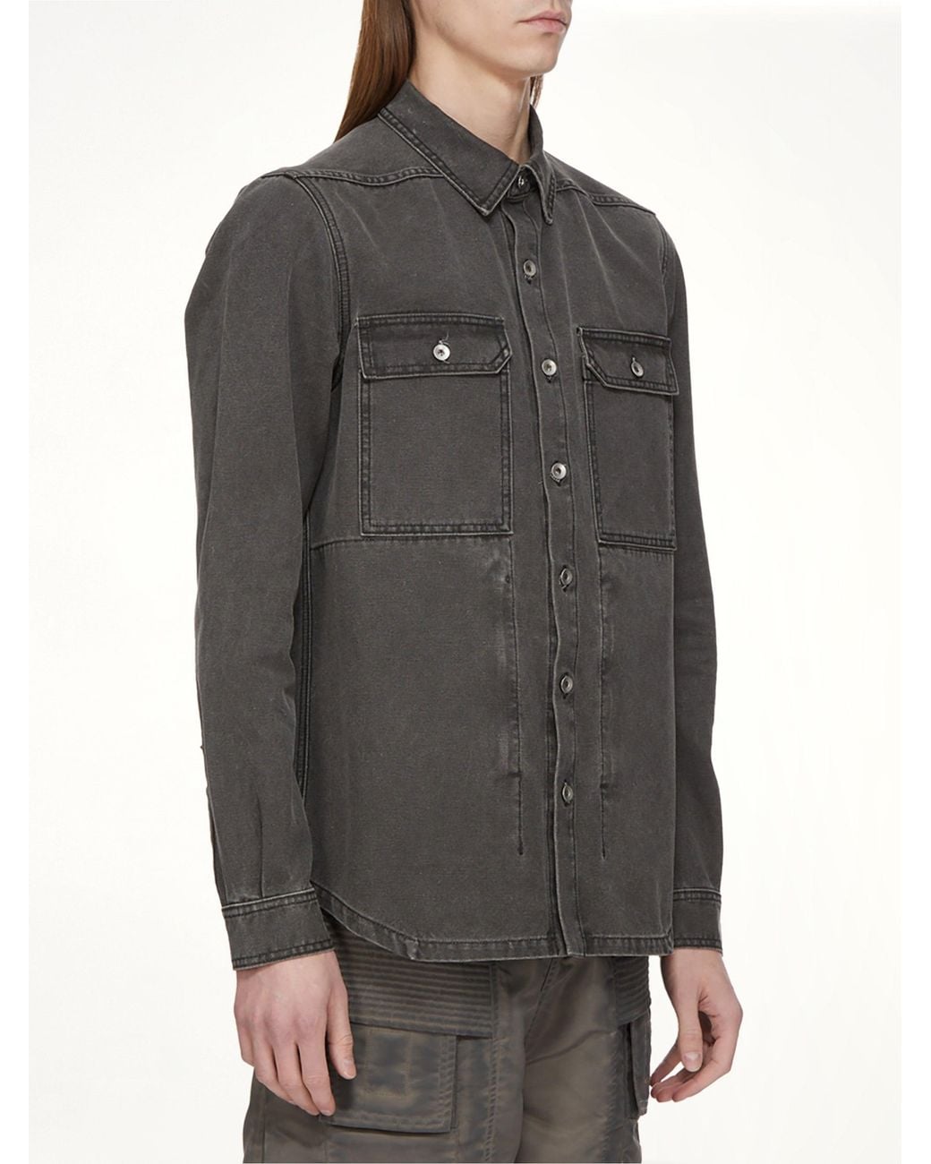 Rick Owens Gray Cotton Canvas Outershirt for men
