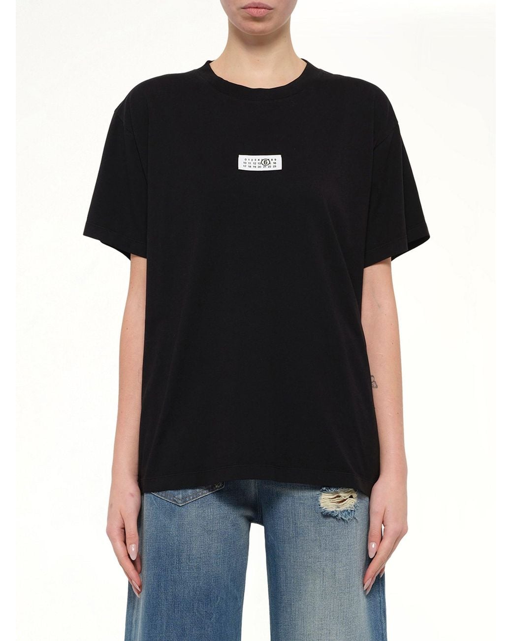 MM6 by Maison Margiela Black Mm6 Patch T-Shirt