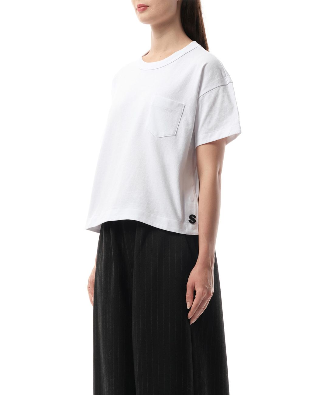 Sacai White S Jersey T-Shirt, Short Sleeves, 100% Cotton
