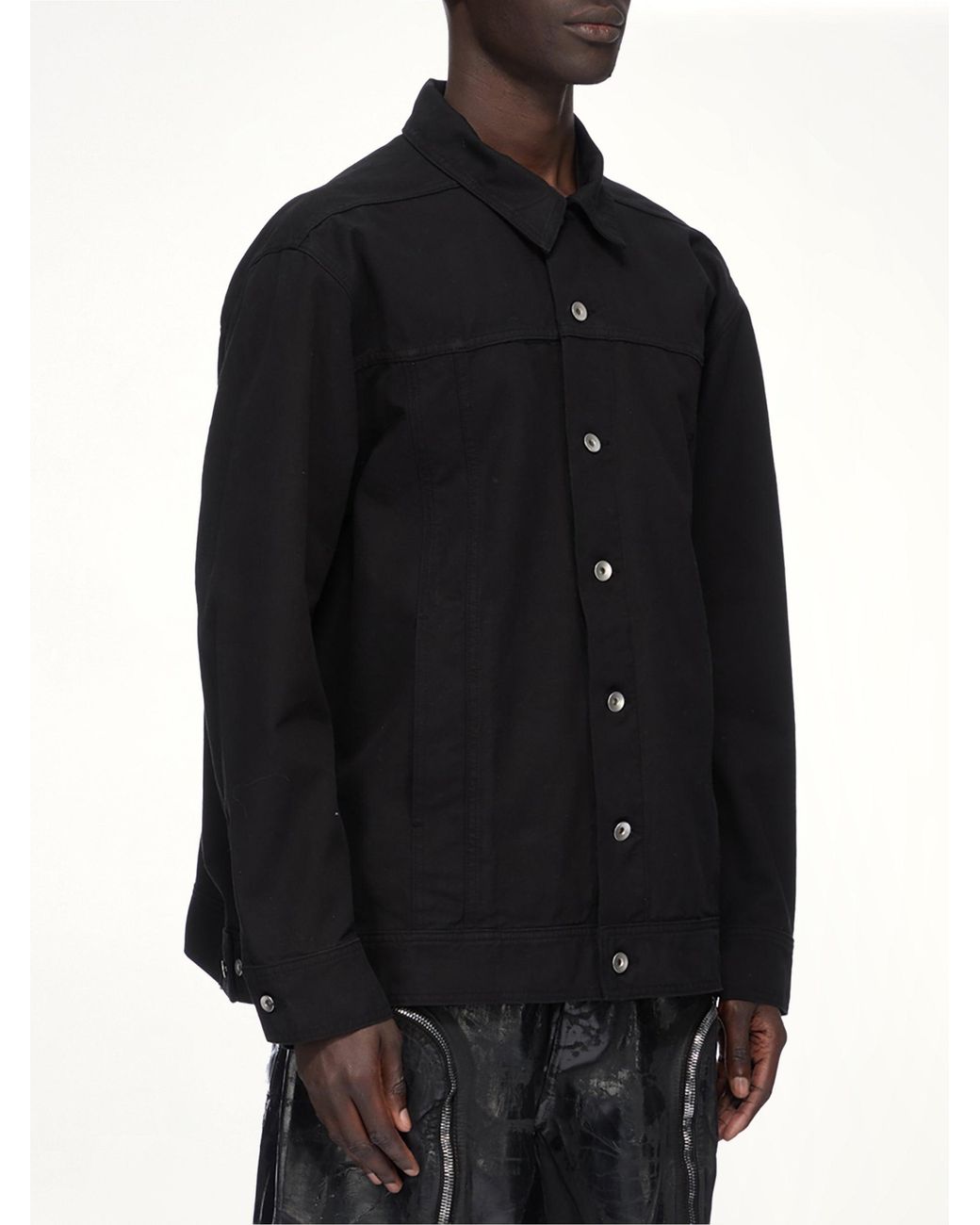 Rick Owens Black Cotton Canvas Jumbo Worker Denim Jacket for men