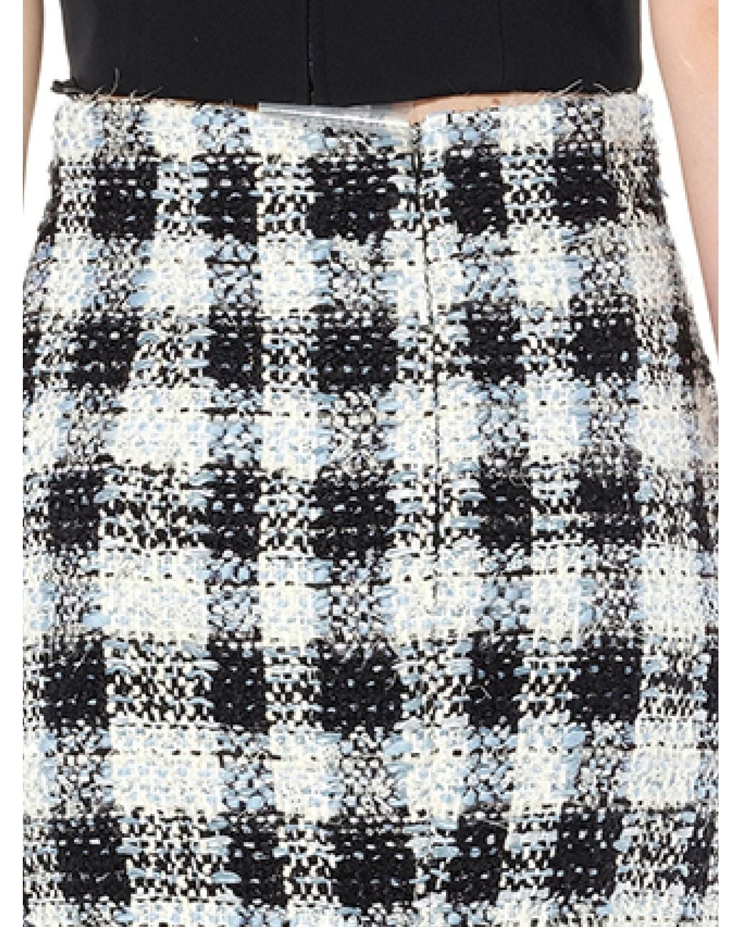 McQueen Black Check Tweed Skirt