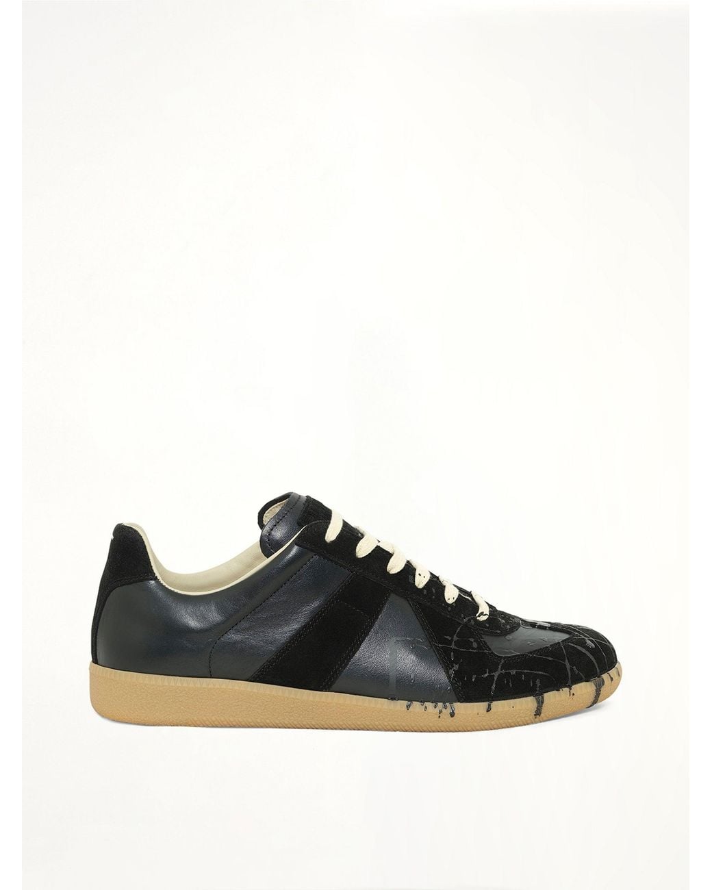 Maison Margiela Black Replica Leather Sneaker for men