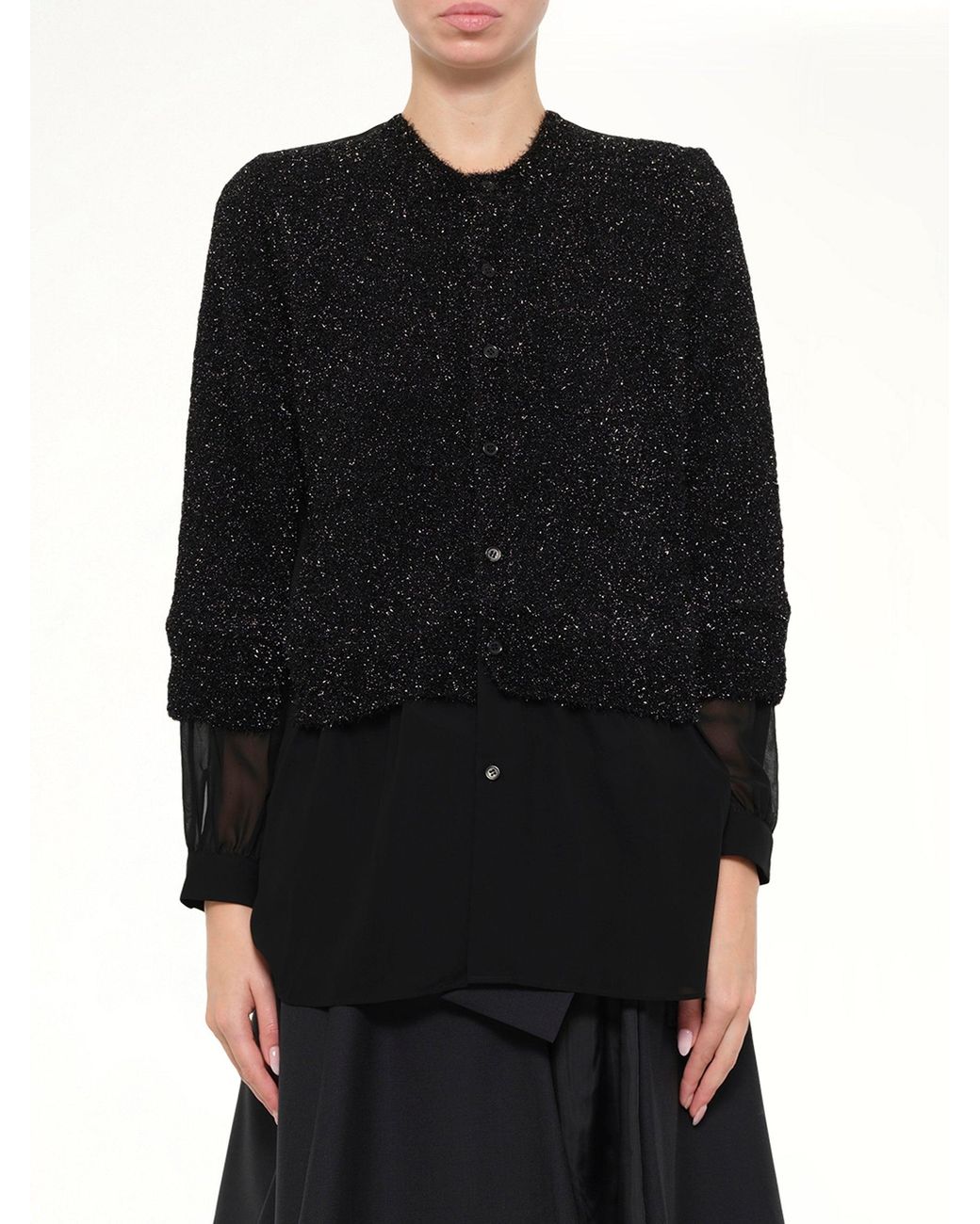 Noir Kei Ninomiya Black Lame Fur Cardigan