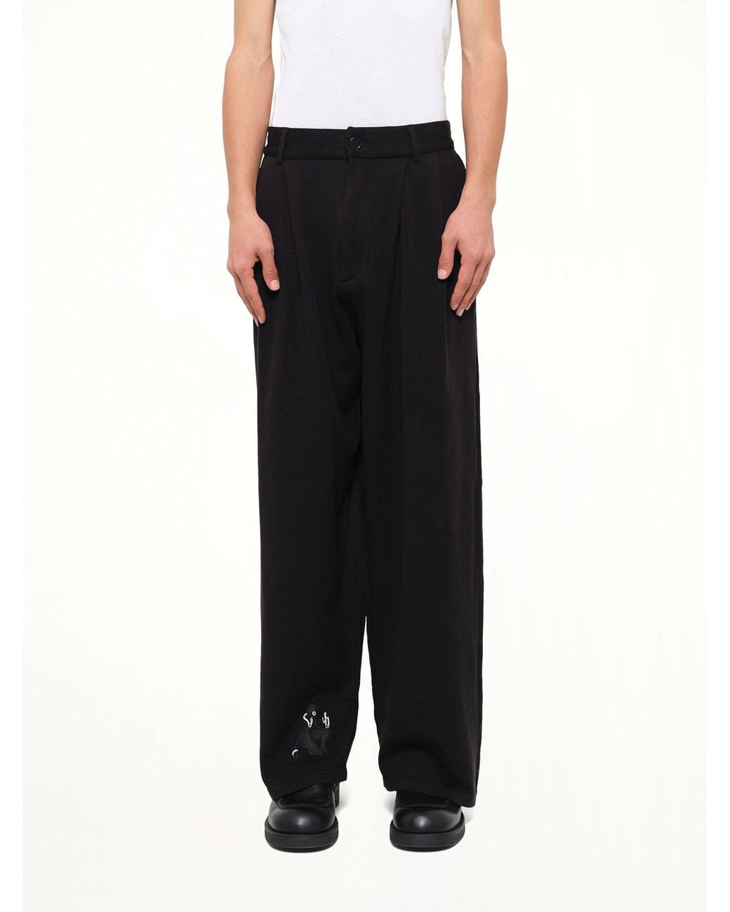 House of Errors Black Knitted Cat Burglar Trousers for men