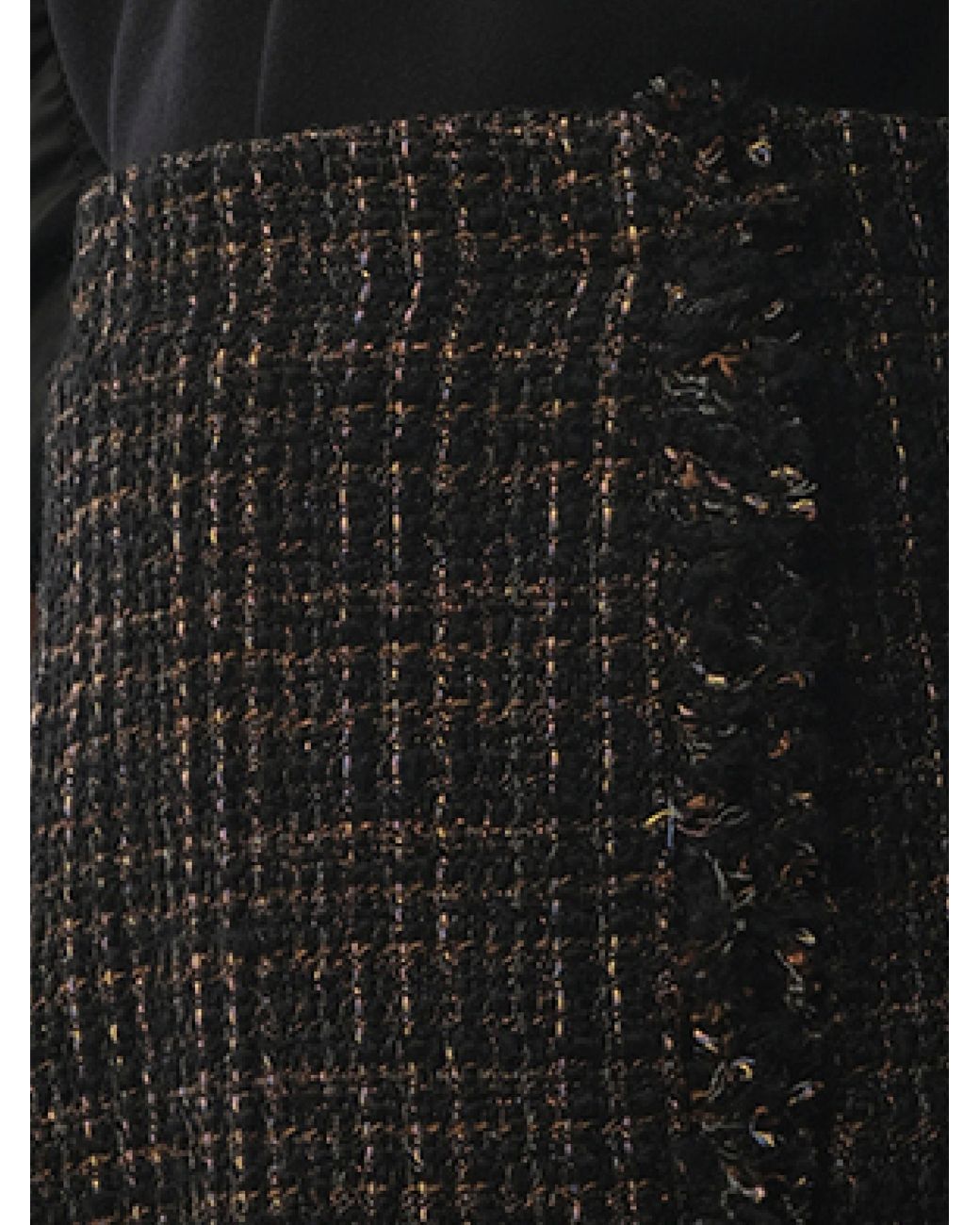 Sacai Black Asymmetric Tweed Wrap Skirt with Fringe