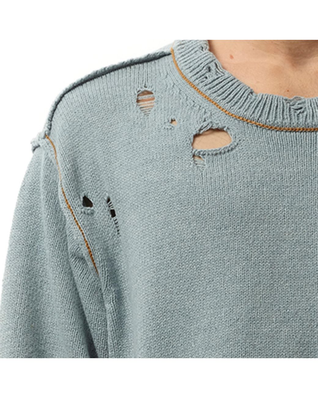 Doublet Recycle Denim Yarn Sweater, Long Sleeves, 100