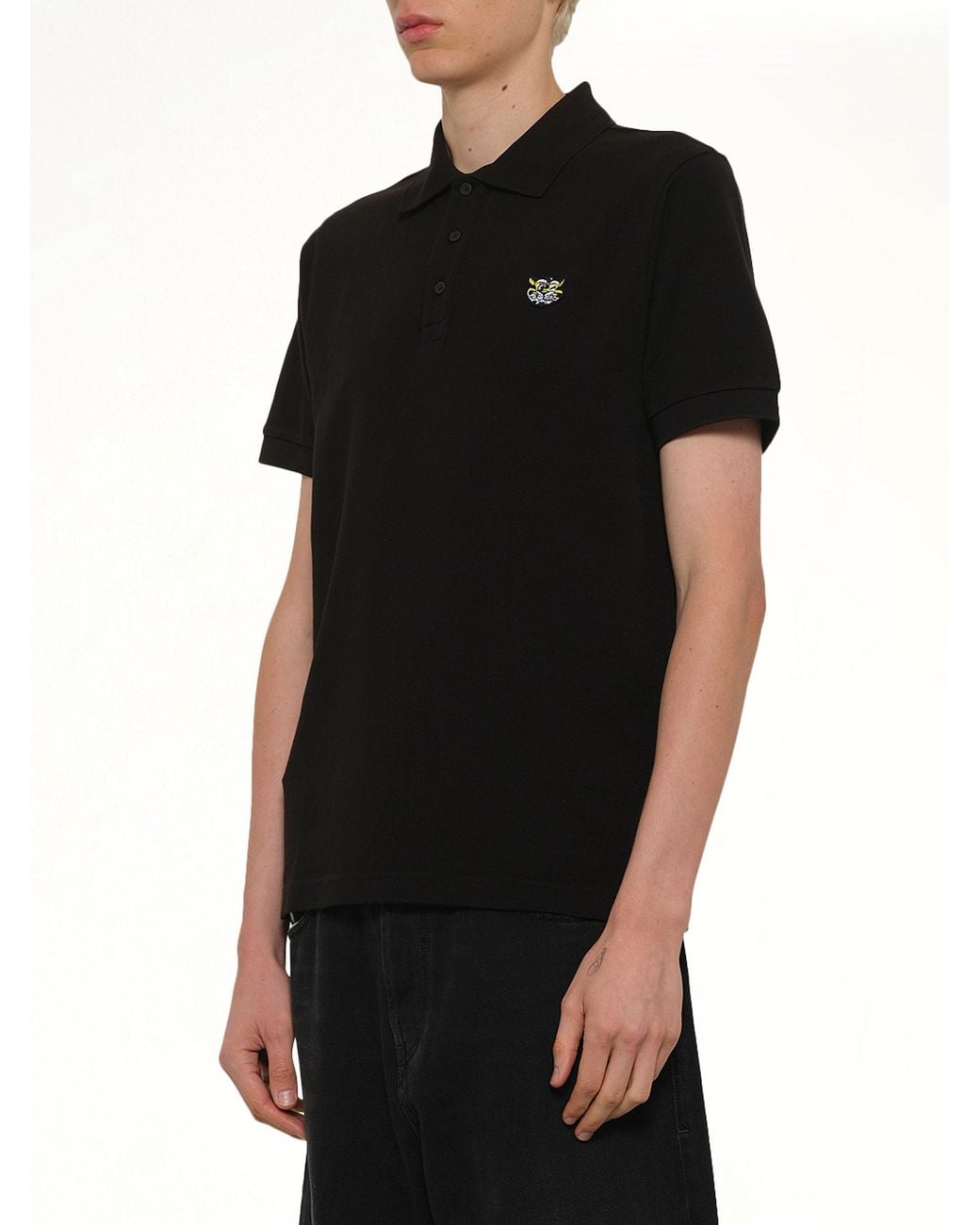 KENZO Black Gots Wild Tiger Slim Polo for men