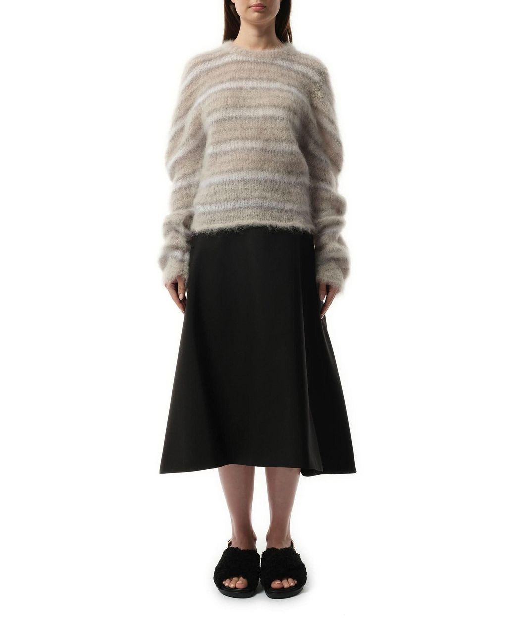 Marni Fuzzy Wuzzy Brushed Sweater, Long Sleeves in Gray | Lyst