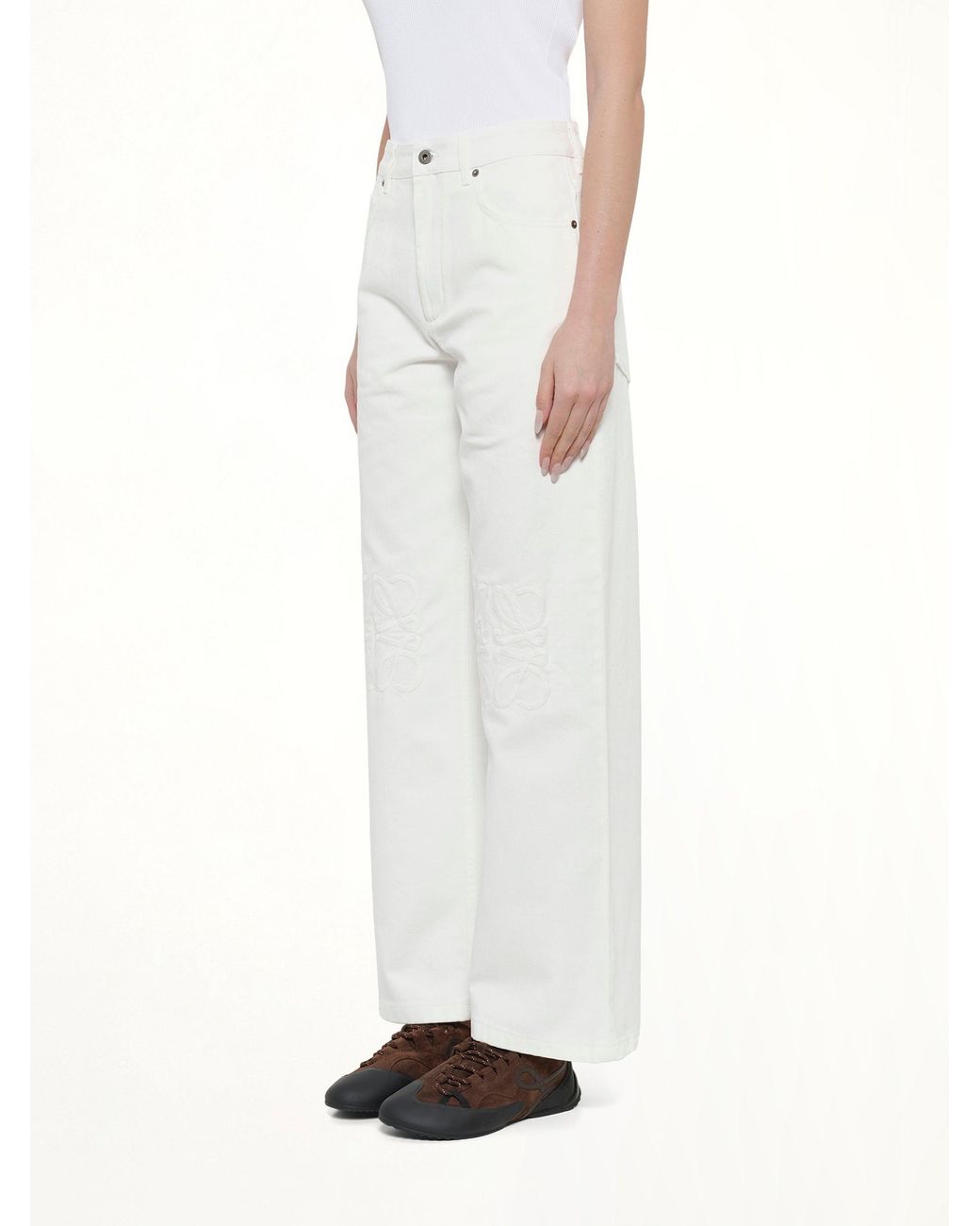 Loewe White Tonal Anagram Baggy Jeans Af