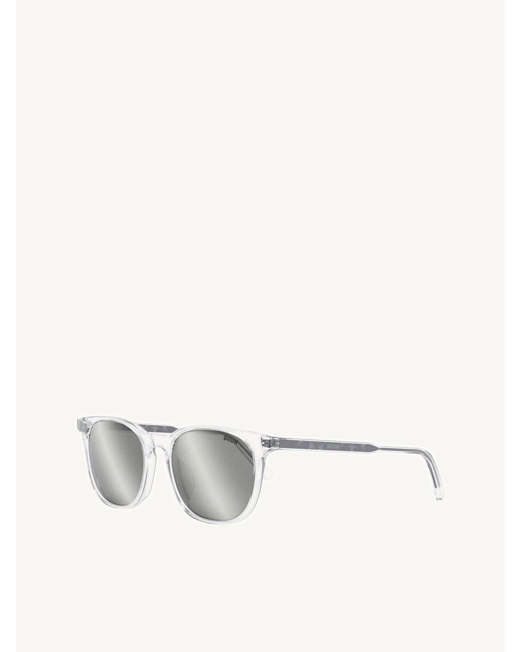 Dior White In S1F 85A4 Crystal-Tone Rectangular Sunglasses for men
