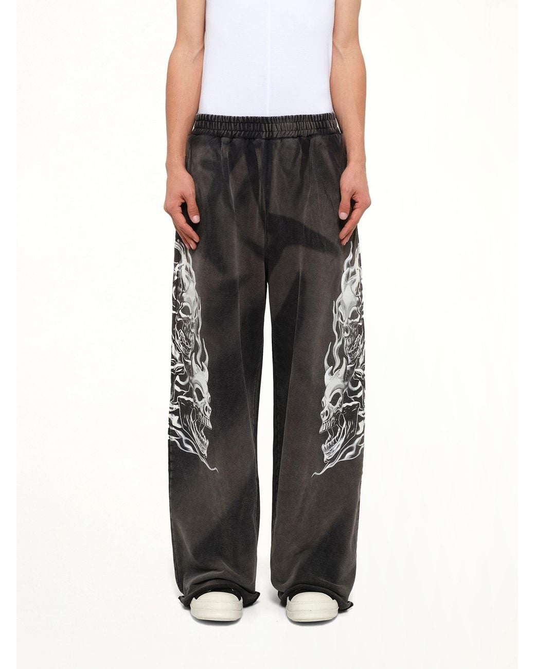 THUG CLUB Black Six Riding Skull Sweatpants for men