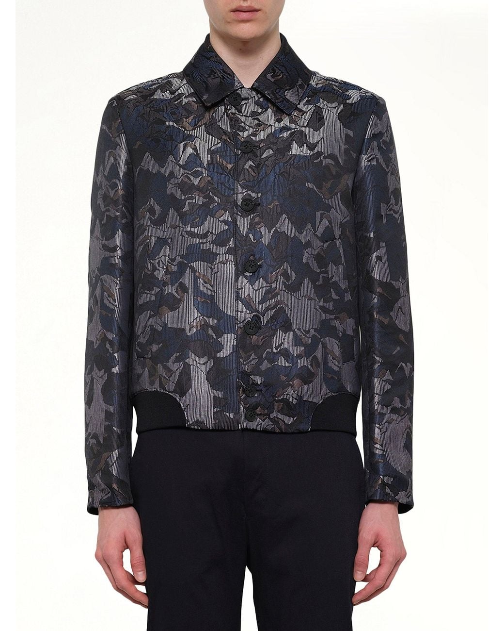 KENZO Blue Jacquard Bomber Jacket for men