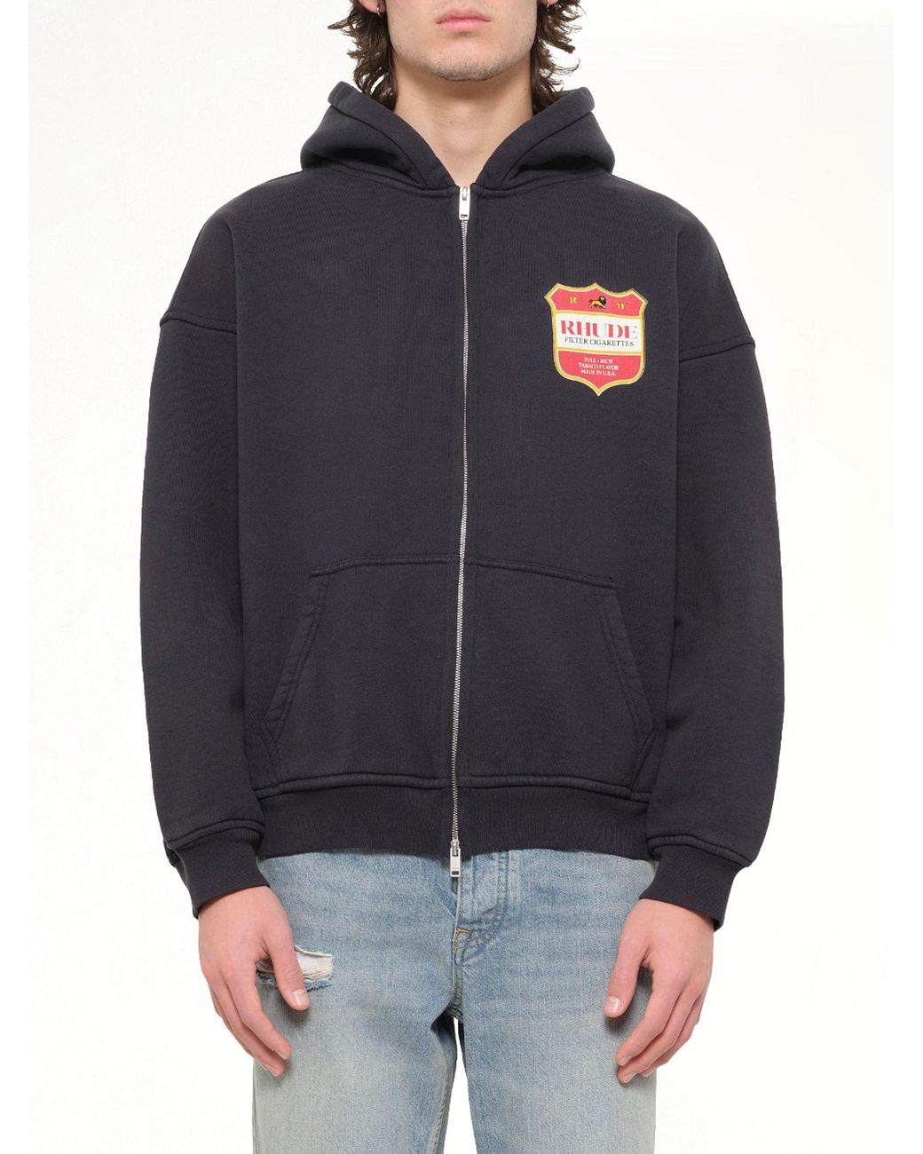 Rhude Blue Filtaro Crest Zip-Up Hoodie for men