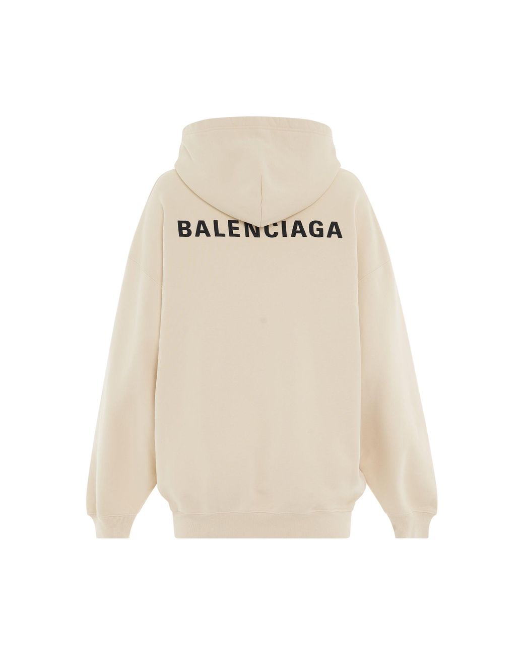 Balenciaga Fleece Back Logo Medium Fit Hoodie In Cream/black in Natural |  Lyst