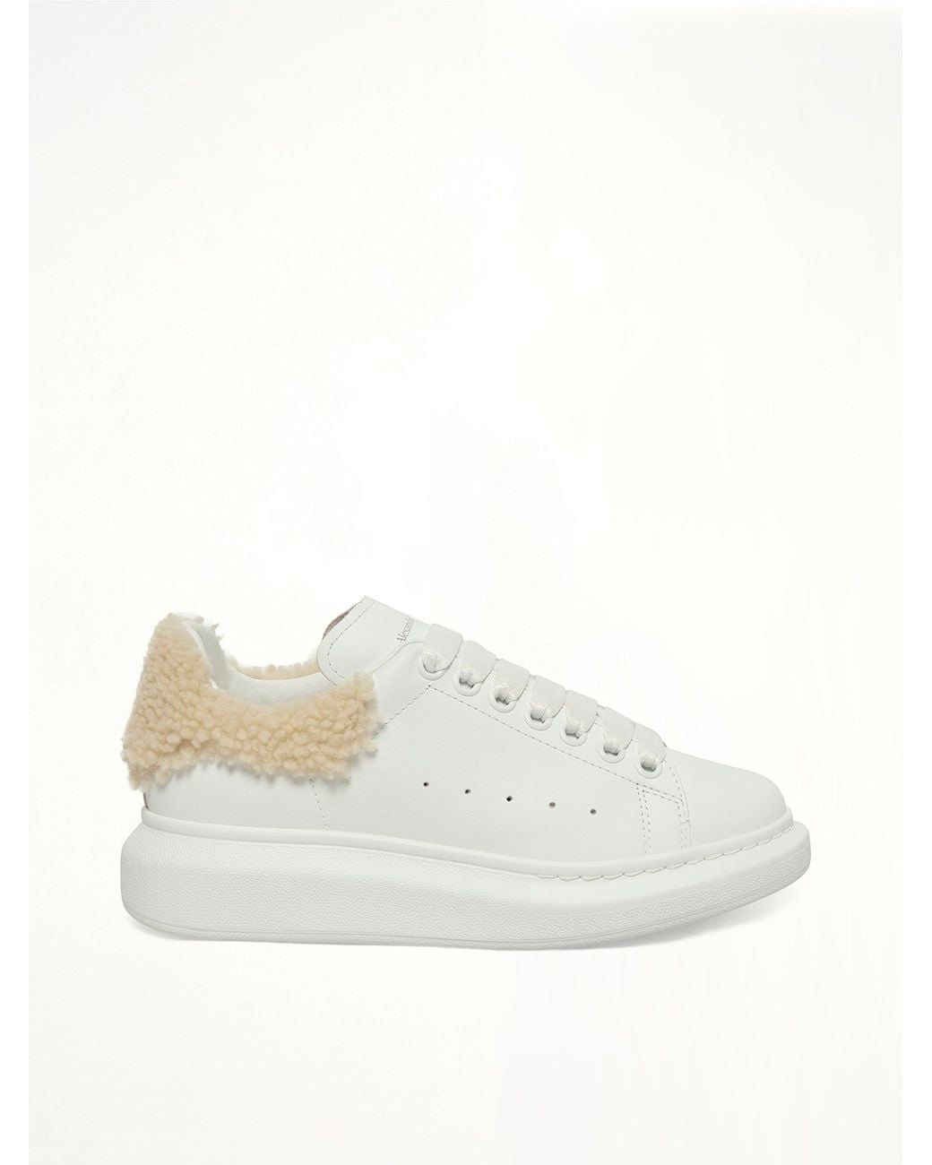 McQueen White Larry Fur Heel Sneaker