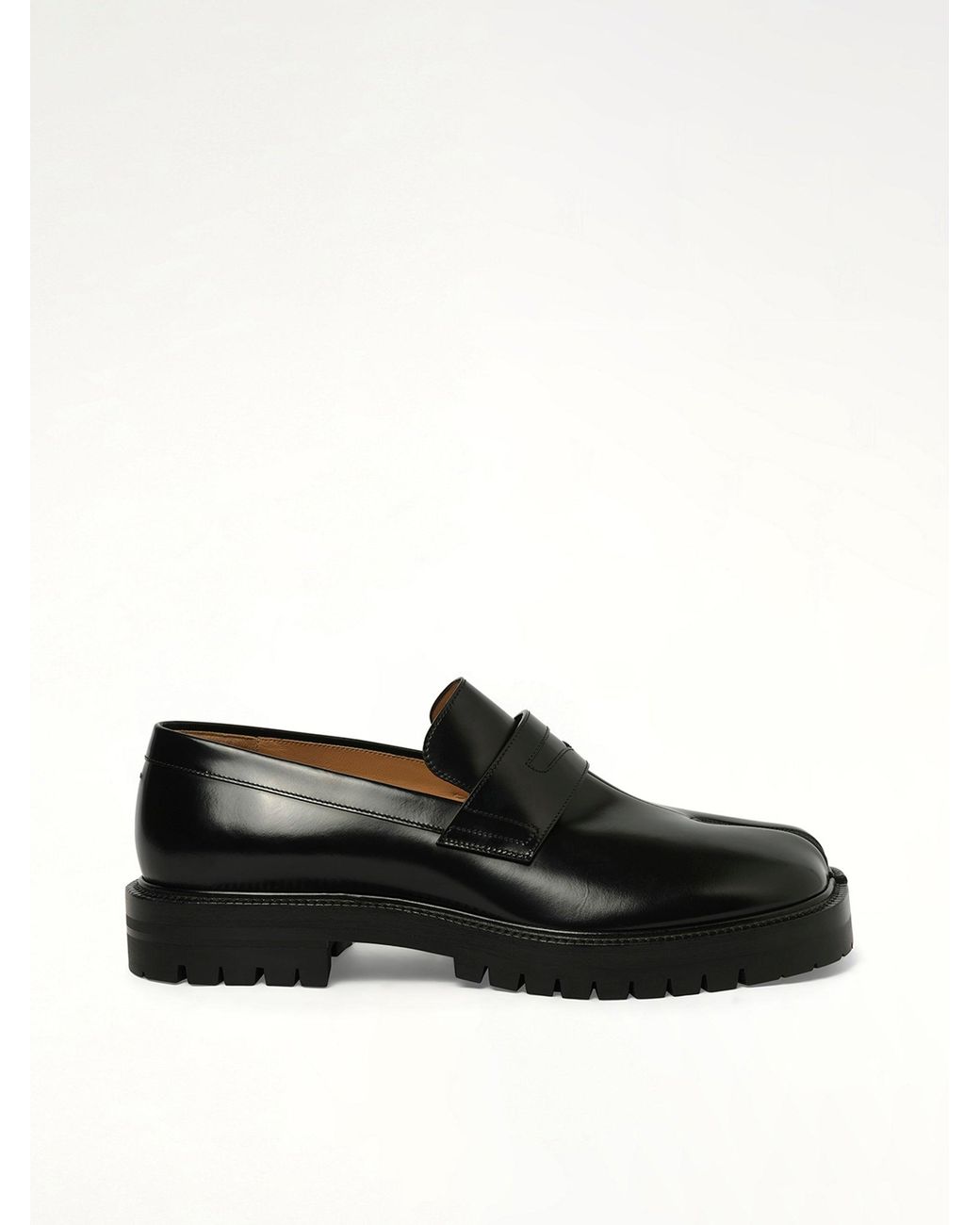 Maison Margiela Black Tabi Leather Loafers Chunky Sole