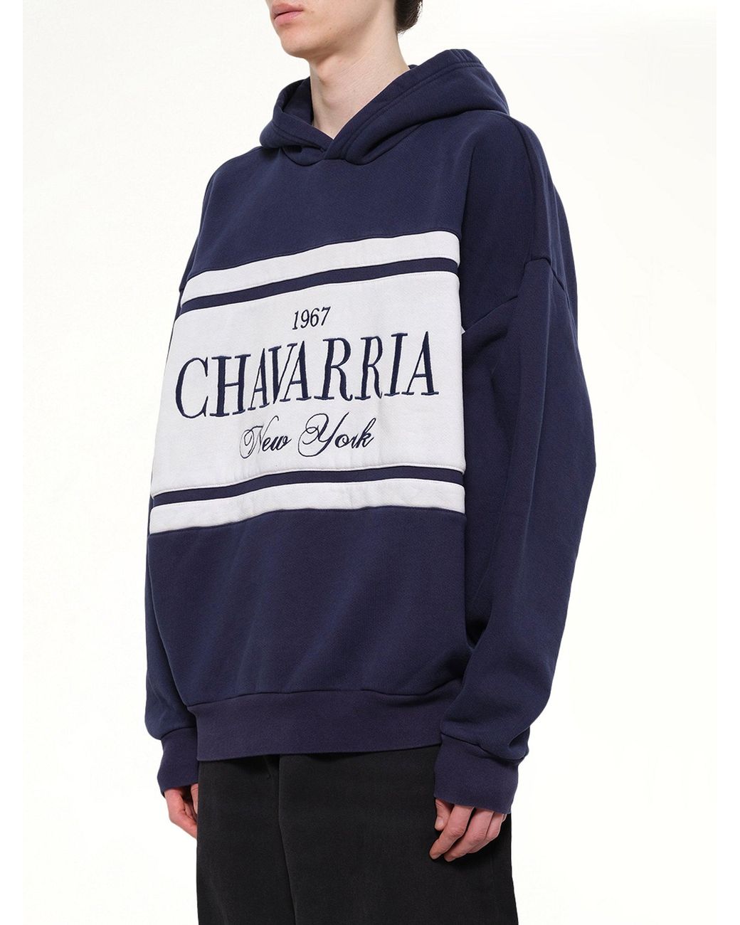 Willy Chavarria Blue Chavarria Stripe Gilroy Hoodie for men