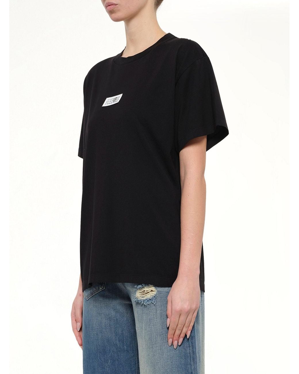 MM6 by Maison Margiela Black Mm6 Patch T-Shirt