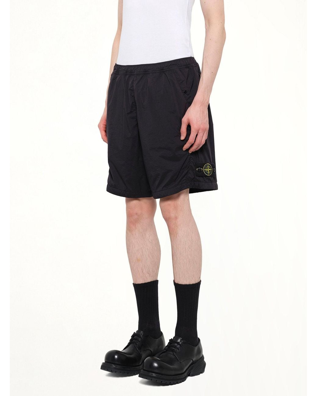 Stone Island Black L100004 Ultra Light Nylon Stretch Shorts for men