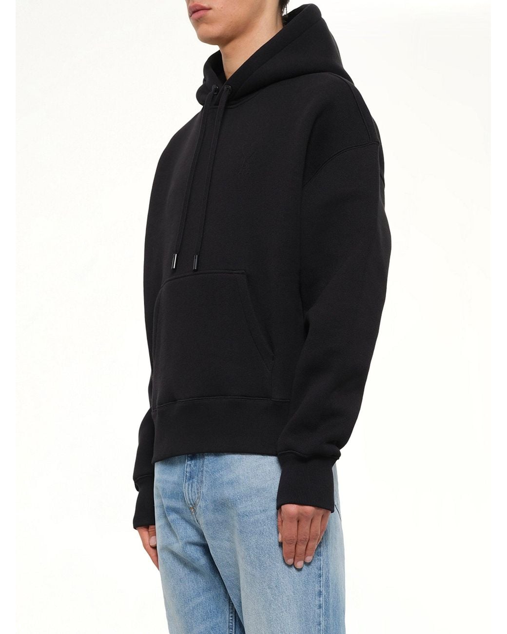 AMI Black Embossed Ami De Coeur Hoodie for men