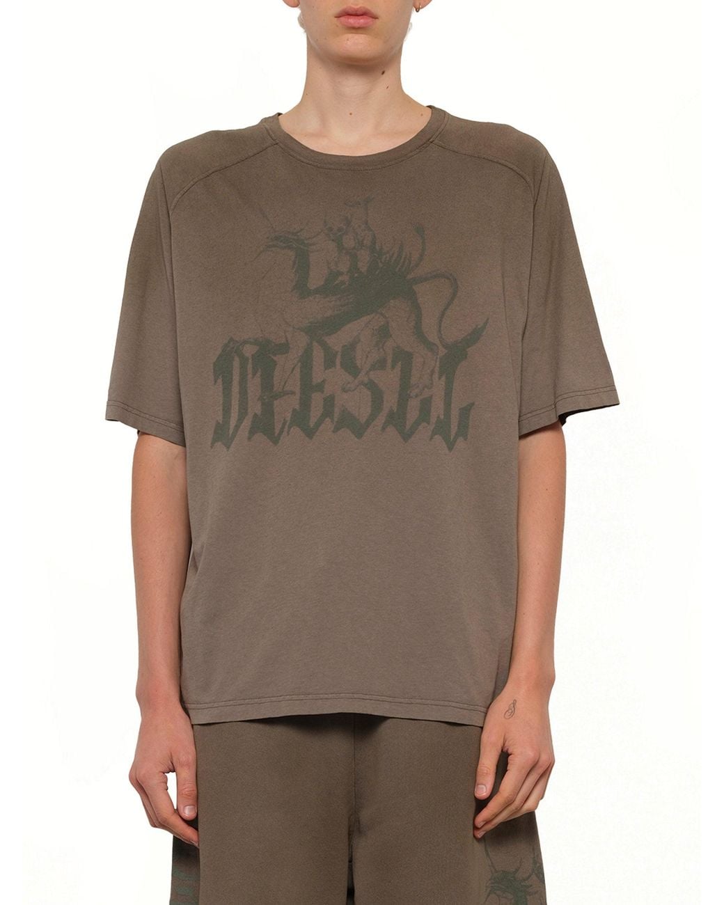 DIESEL Gray T-Jussi-A T-Shirt for men