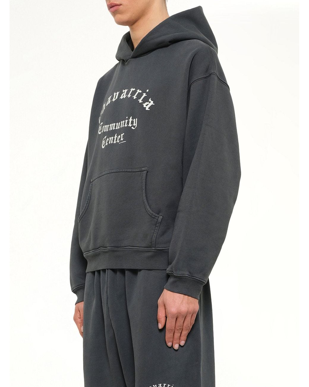 Willy Chavarria Gray Chavarria Community Center Shrunken Hoodie for men