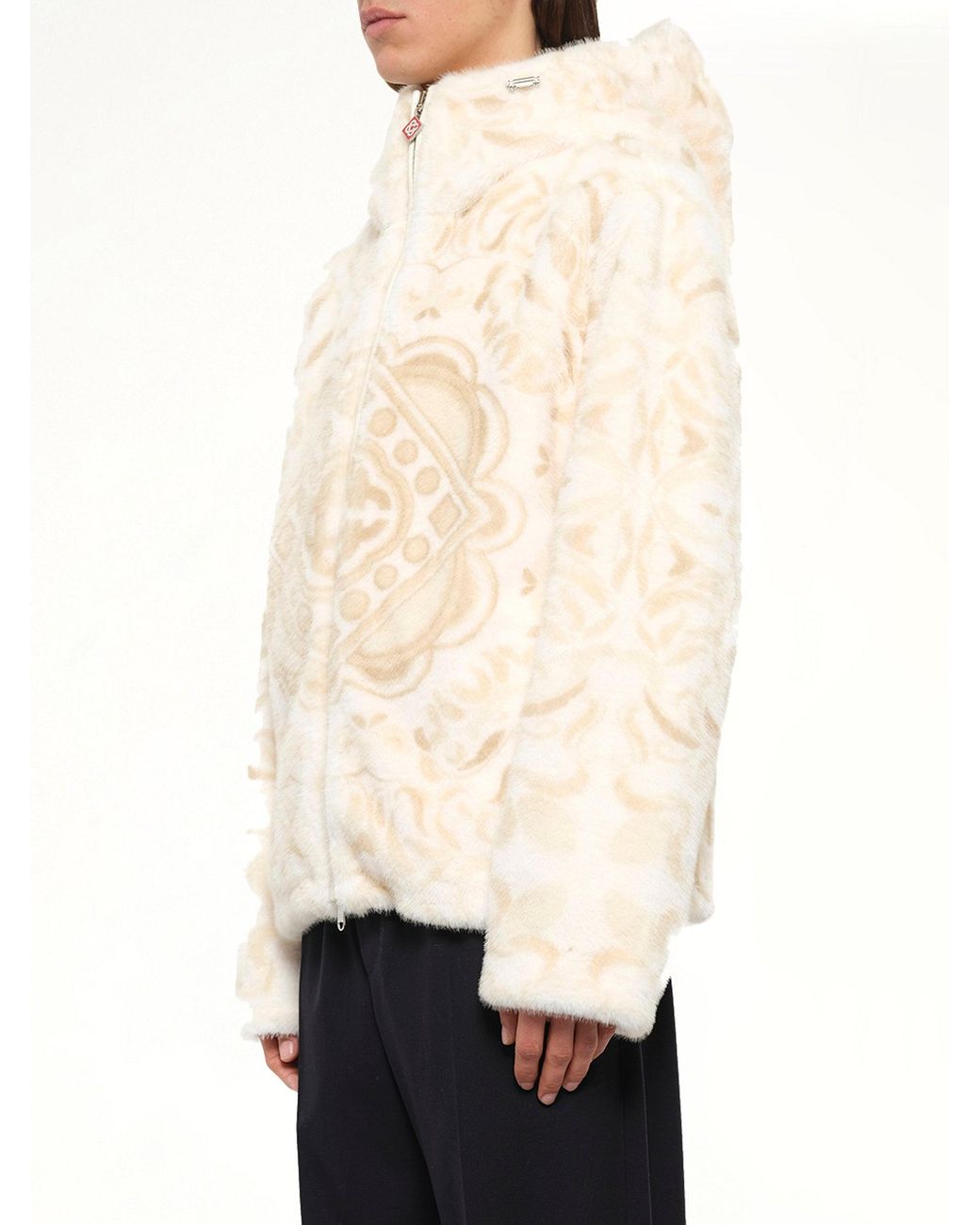 Casablanca Natural Carpet Print Faux Fur Hoodie for men