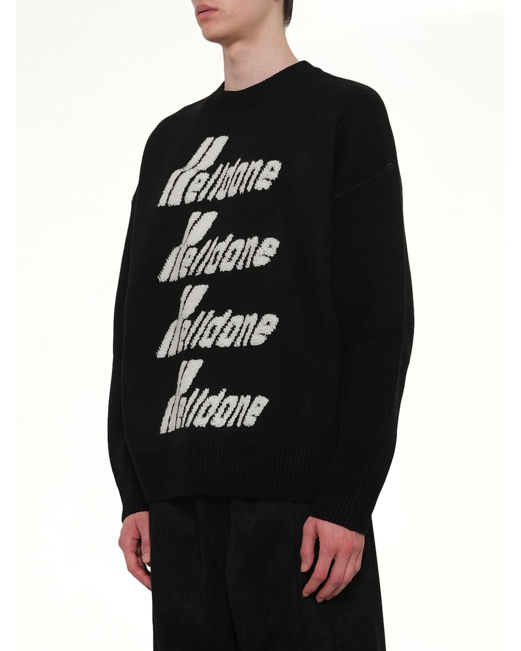 we11done Black Logo Pile Knit Sweater