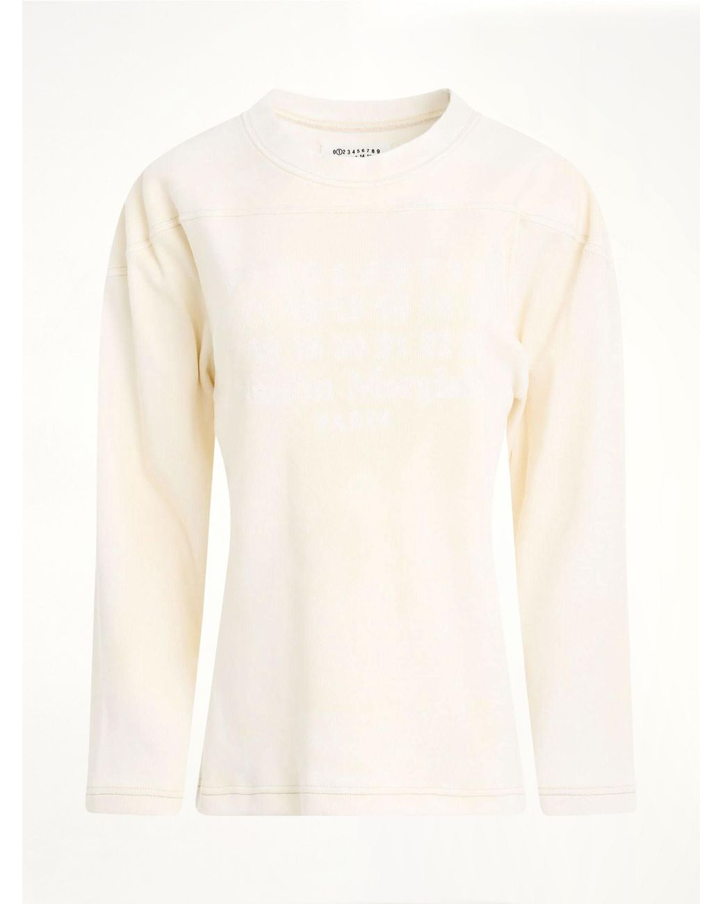Maison Margiela White Rib Cotton Logo Sweatshirt, Long Sleeves, 100% Cotton, Size: Medium