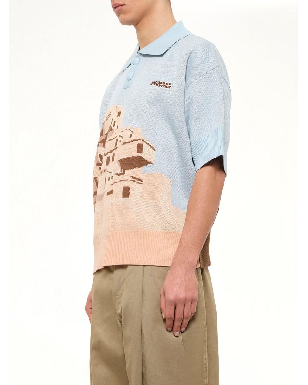House of Errors Gray The Apartments Knitted Polo for men