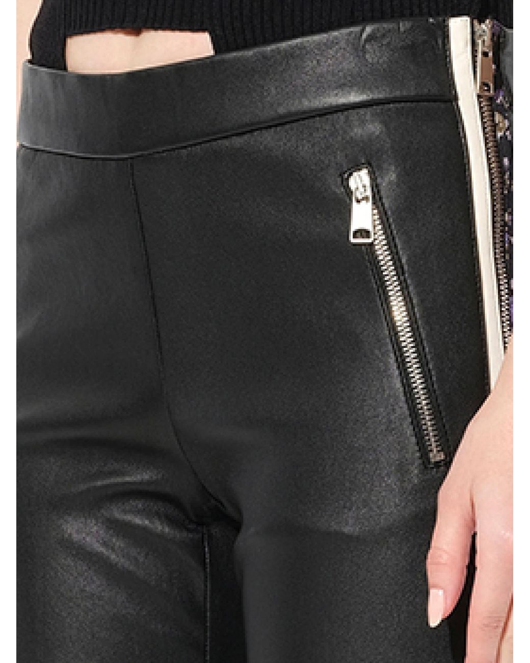 McQueen Black Leather Leggings, , 100% Leather