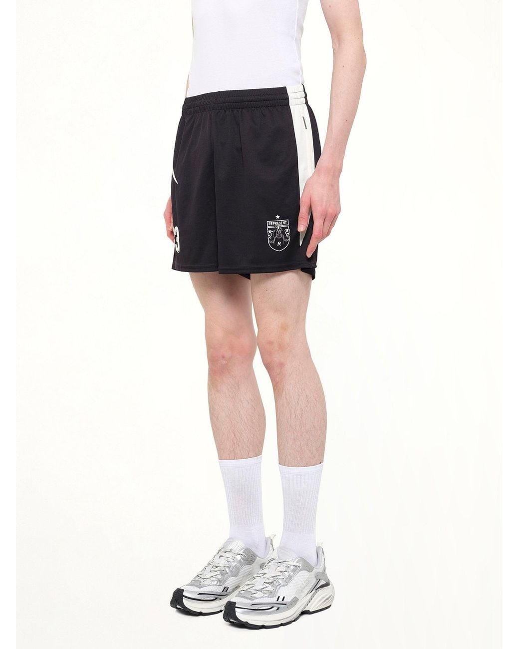 Represent Black Star Football Panelled Shorts for men