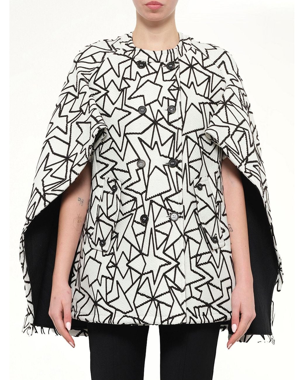 Neil Barrett White Jacquard Cape