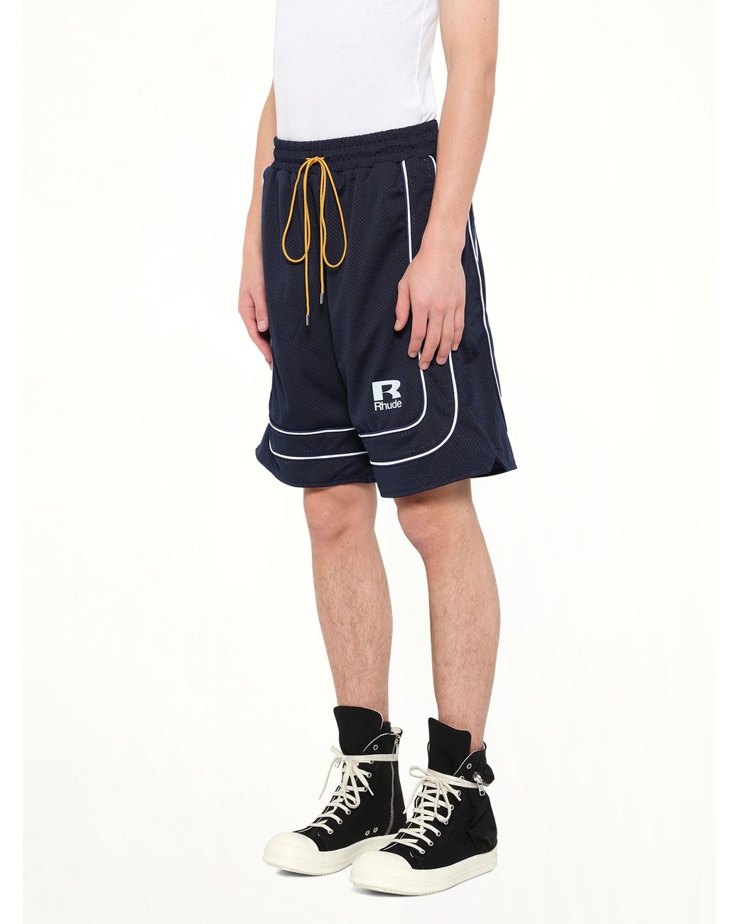 Rhude Blue Mesh Piping Baggy Track Short for men