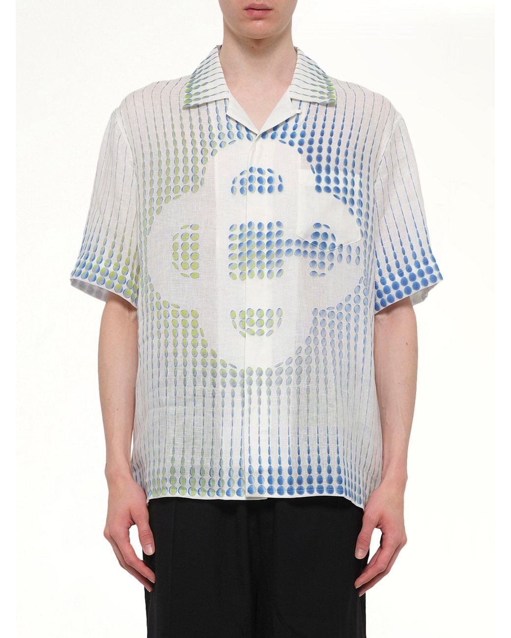 Casablanca White Pills Cuban Collar Ss Shirt for men