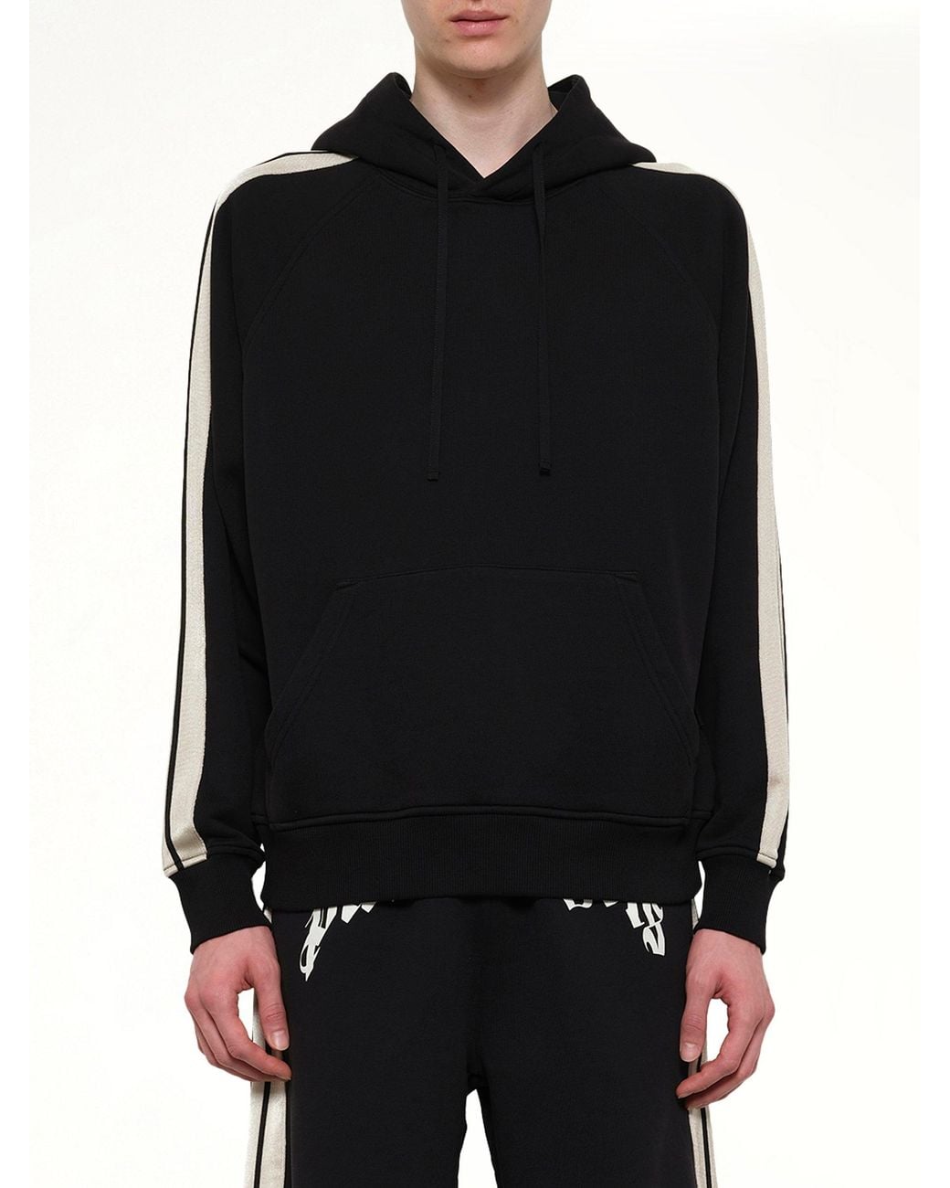 Palm Angels Black Back Curved Logo Track Hoodie for men